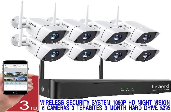 #3 AWESOME 8 SECURITY CAMERAS 3 TERABITE SECURITY SYSTEM ONLY $295 11-19-24 ADD ANY SIZE BIG SCREEN TV MONITOR