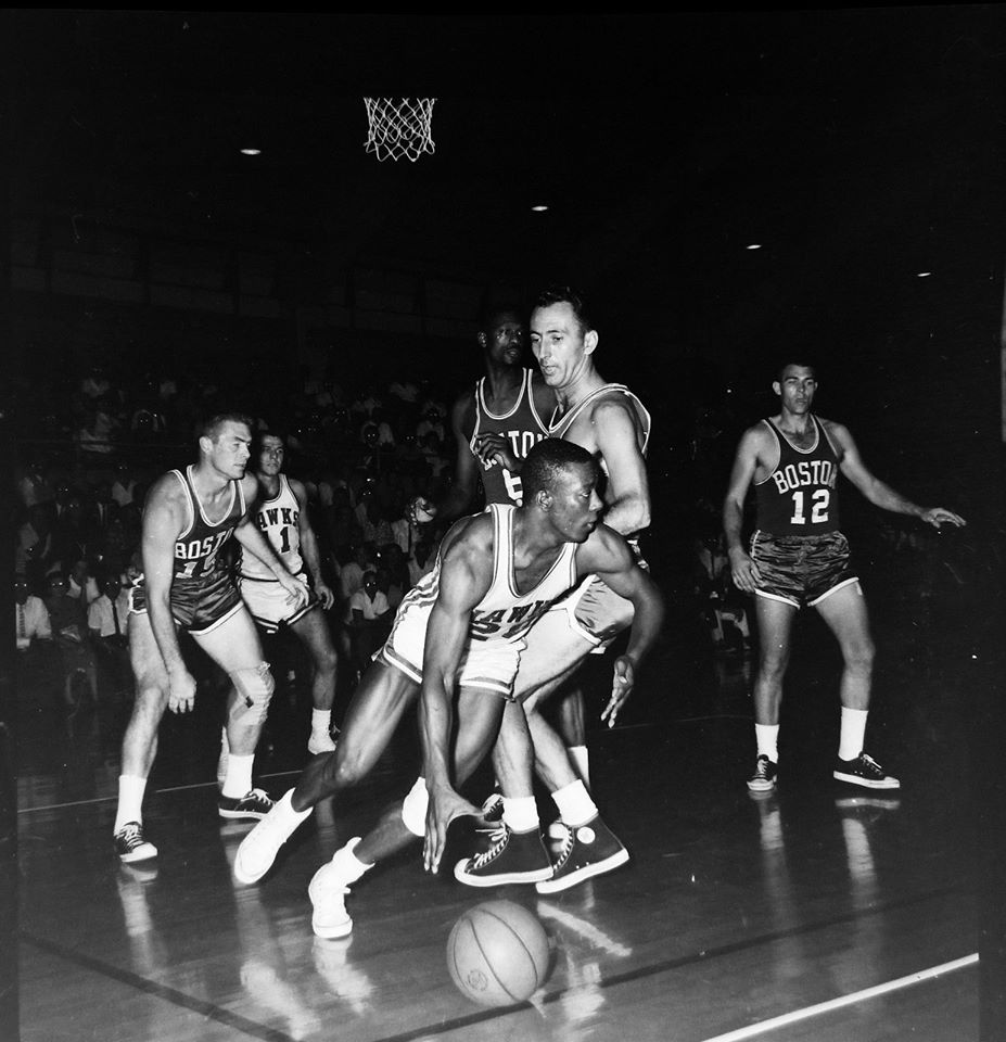 66 OCT. 10th 1962 NBA CHAMPION BOSTON CELTICS VS NBA CHANPION ST. LOUIS  HAWKS AT PARSONS, KS. THANKS TO HAROLD JOHNSON - HIGHEST SCORING NBA GAMES  OF ALL TIME
