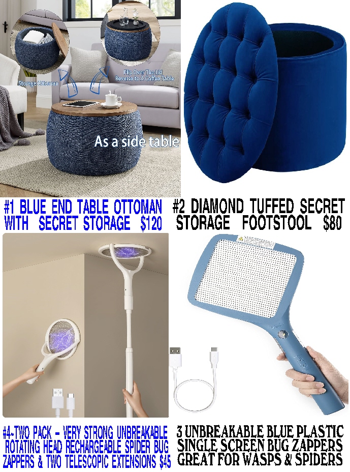 #4 BEAUTIFUL SECRET STORAGE FOOTSTOOLS ON AMAZON & NEWEST UNBREAKABLE AWESOME BUG ZAPPERS